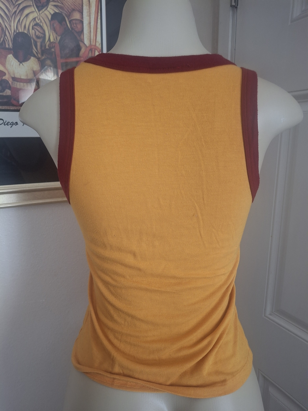 Mustard Yellow Tank Top with Maroon Trim - Picture 4 of 4